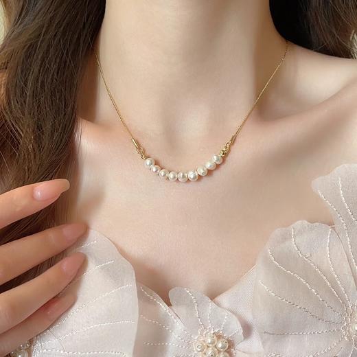 【法式Smile❗金丝链微笑巴洛克】微笑弧度的精心设计，珠光韵彩异形淡水珍珠，项链简约冷淡风个性气质网红锁骨链七夕礼物QQ 商品图0