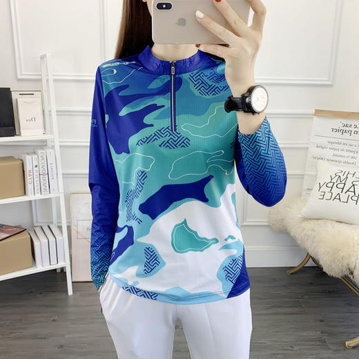 丁摩 时尚户外印花上衣瑜伽速干衣长袖T恤女健身衣跑步迷彩5ZF-2361 商品图1