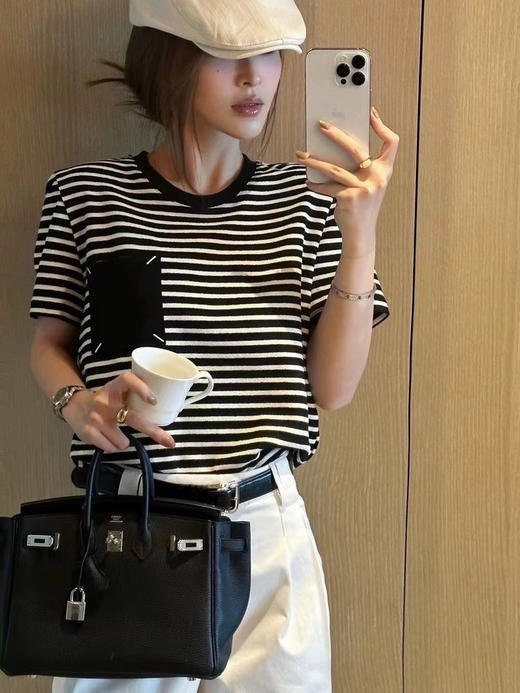 【高品质私服】【ML贴布刺绣条纹短袖T恤】清爽透气，享受来自全棉的舒适魅力G0871-CC【无标出货 介意慎拍】 商品图3