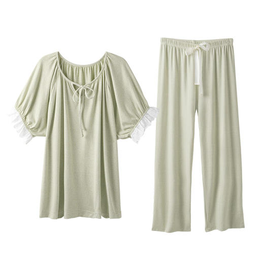 I'd爱帝女士超柔云感花纱短袖长裤家居套装 商品图7