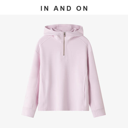 55180  IN AND ON  城市假日 精梳棉休闲半拉链连帽卫衣   商品图1
