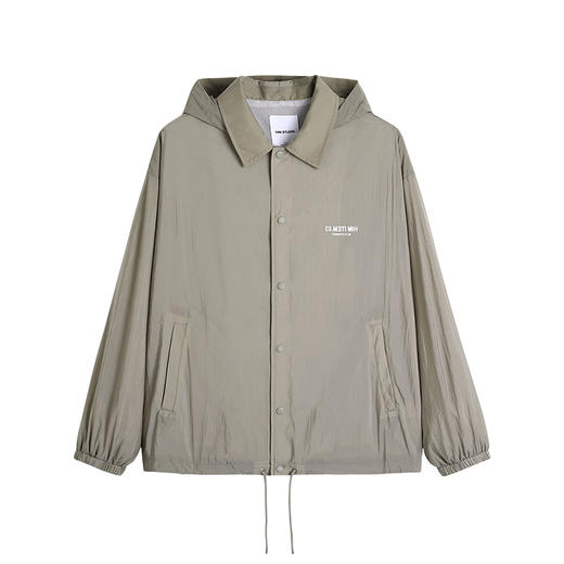 HIM漢崇  可拆卸连帽轻薄夹克简约字母烧花运动休闲外套 2026春季 商品图4