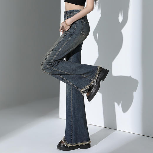 罗蒙女士四季牛仔裤直筒微喇裤高腰显瘦时尚百搭休闲通勤长裤女 商品图2