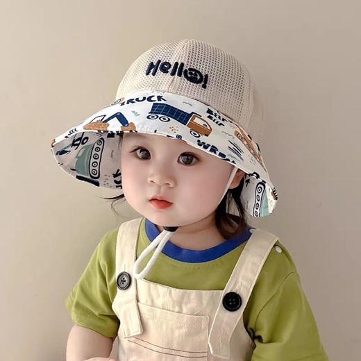 宝宝帽子夏季薄款大檐男女童太阳帽新款网眼渔夫帽婴儿遮阳帽 商品图3