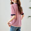 雀说撞色条纹短袖T恤女新款字母印花圆领减龄少女感上衣AL45062 商品缩略图3