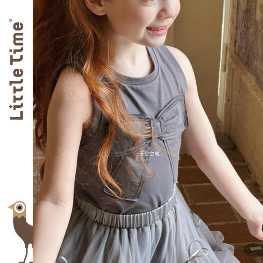 Little time 2025新款女童背心夏季纯棉无袖上衣儿童蝴蝶结上衣 商品图1