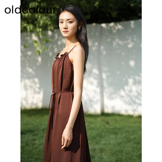 oldcolour夏季新款设计感小众收腰显瘦长款吊带连衣裙女Q221019A1 商品图1