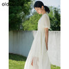 oldcolour夏季新款纯色小清新气质高腰短袖蛋糕连衣裙女Q251005A1 商品缩略图2