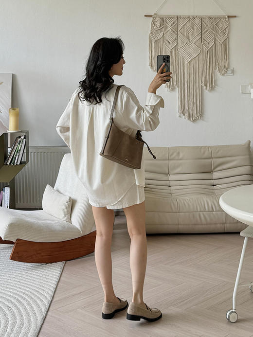 亚麻混纺 宽松简约休闲感衬衣&短裤套装 商品图3