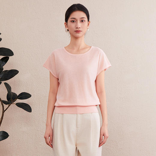 【自】全新升级【铂金会员165/天猫219/差价54】(00604) 洛诗琳夏季新款短袖T恤女韩版圆领时尚休闲百搭套头针织上衣 商品图2