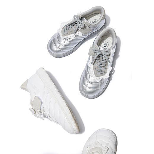 littletime2025春新款女中大童休闲户外运动韩版亲子板鞋小白皮鞋 商品图3