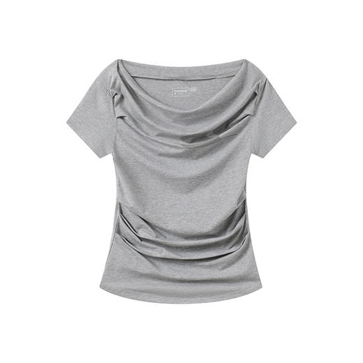 CryingCenter 凉感系列斜肩短袖露肩褶皱凉感上衣 哭喊中心 商品图11