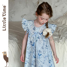 连衣裙法式小众甜美木耳边飞飞袖碎花衬衫女童2025春夏新款