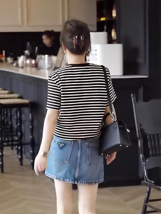 【高品质私服】【ML贴布刺绣条纹短袖T恤】清爽透气，享受来自全棉的舒适魅力G0871-CC【无标出货 介意慎拍】 商品图2