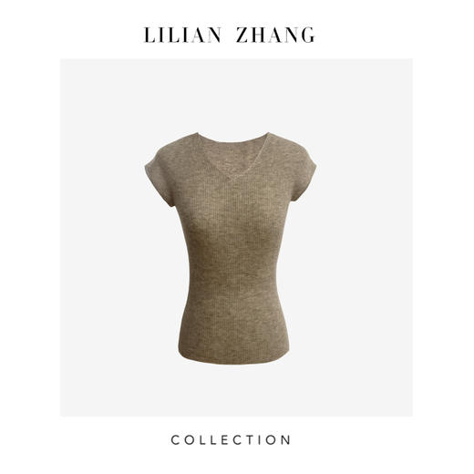 LILIAN ZHANG 春夏定制——极简薄款V领针织水溶羊毛套衫 2508001 商品图2
