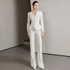 IWY/栀子花白西服套装气质女神范高端肌理感单排扣西服职业正装白色阔腿裤CP2228 商品缩略图1