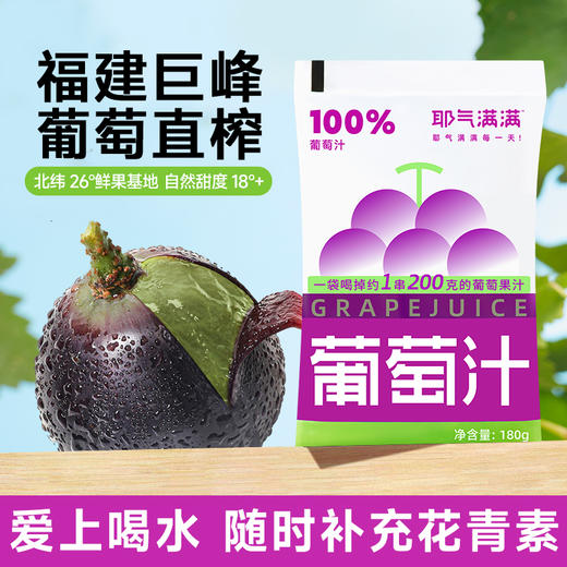 耶气满满 180g/瓶 100%葡萄汁饮料果汁0脂肪便携饮品 商品图5