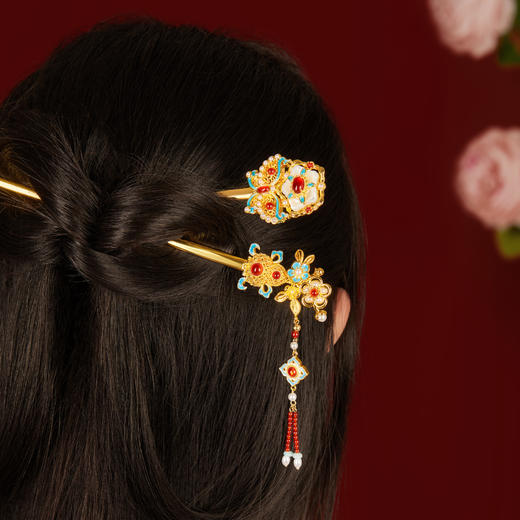 【故宫饰品】珍宝发簪新中式古风高级感盘发簪子新婚结婚生日礼物 商品图3