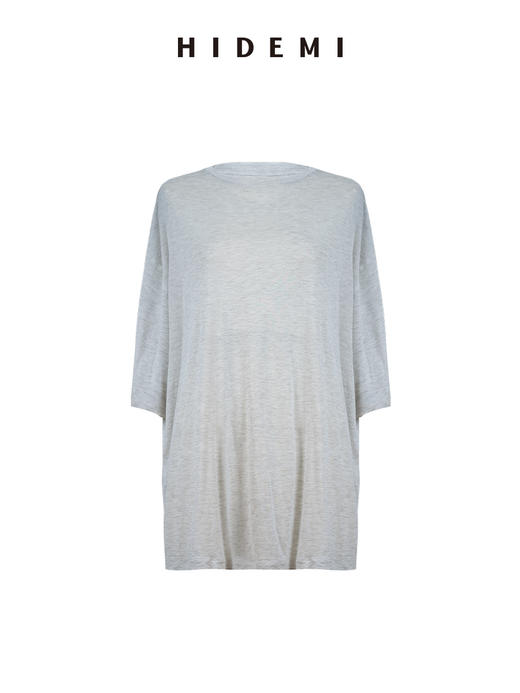 HIDEMI皮肤衣系列新款凉感超薄清透圆领宽松慵懒短袖面膜t恤 骑士蓝/自然白/浅花灰/锡器灰/黑色 商品图11