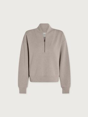 Varley - Davidson Sweat - Taupe Marl - 女装 - 半拉链卫衣 - 灰褐色