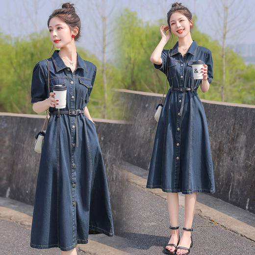 2025夏季新款女装牛仔连衣裙韩版时尚气质显瘦裙子HSYL2807 商品图1