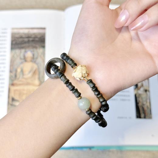 【敦煌莲花双圈绿檀木手串】中式国风串珠 绿檀双圈手串 敦煌福泽莲花 小众轻奢手串 商品图1