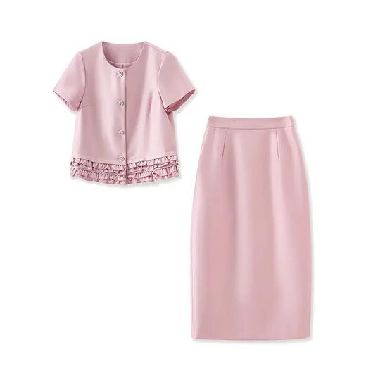 【高货wl】全新升级【铂金会员367/天猫489/差价122】(99700) 洛诗琳雅致独特欧若风花边拼接上衣时尚气质半身裙女套装 商品图4