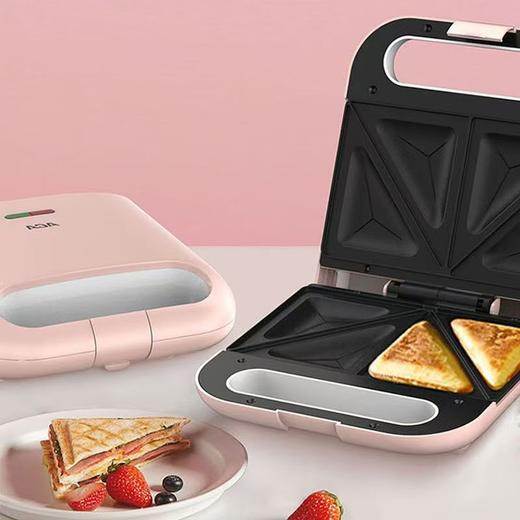 ACA三明治轻食机早餐机多功能双盘家用吐司烤面包电饼铛便捷早餐 商品图0