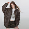 IC 美拉德柳钉短外套上衣秋冬新款美式复古皮衣女短款皮夹克 商品缩略图2