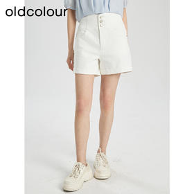 oldcolour夏季新款纯色简约休闲高腰百搭直筒牛仔短裤女Q221101A1