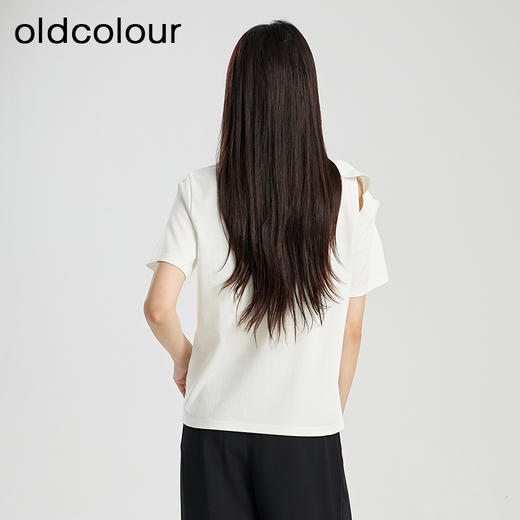 oldcolour夏季新款白色设计感简约气质百搭短袖T恤女Q280207A1 商品图4