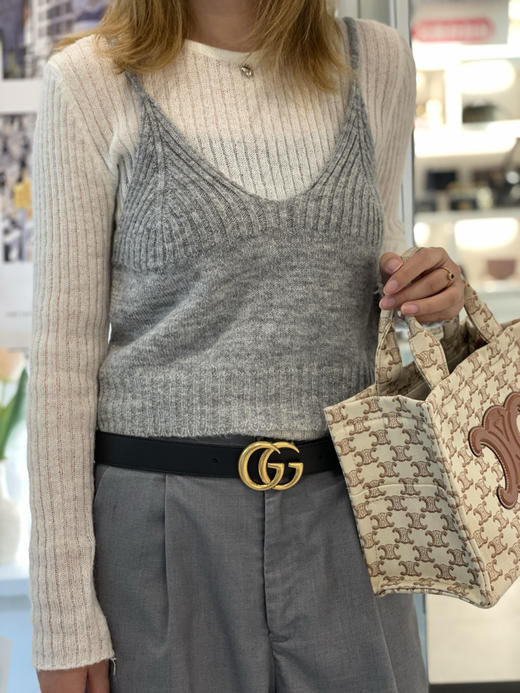 GUCCI 黑金 双G 3cm 皮带 商品图2