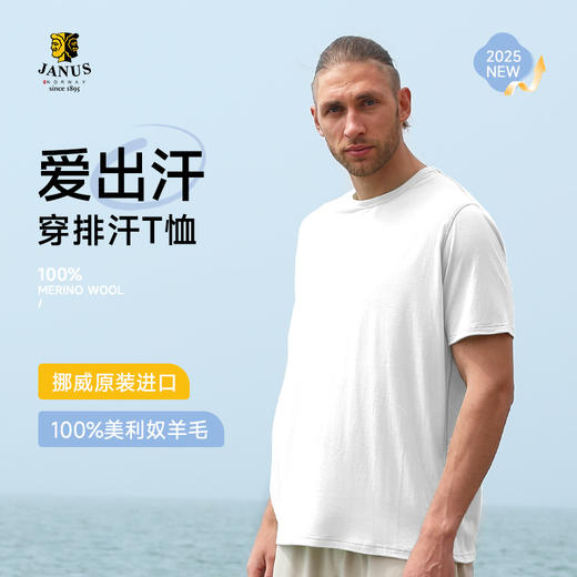 低于双11【M-3XL】挪威进口JANUS春夏100%美利奴羊毛男士超轻短袖T恤 克重159g/㎡【2025新款】 商品图2