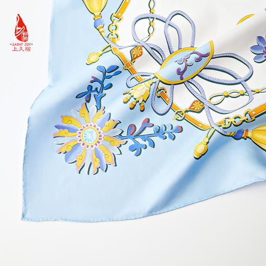 SAINTJOY/上久楷真丝方巾 印花真丝方巾 锁藤 FJS20054 商品图11