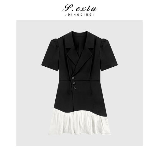 04-3潘依绣丁丁宠粉法式高级感西装拼接连衣裙M8693 商品图0