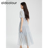oldcolour夏季新款纯色小清新气质高腰短袖蛋糕连衣裙女Q251005A1 商品缩略图6