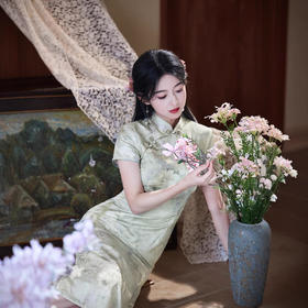 水蓝改良文艺修身年轻款日常清雅旗袍XL1218