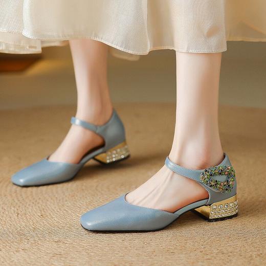 【预售5天】法式真皮玛丽珍方头仙女风水钻羊皮春季新款浅口单鞋HCYYHD&5995 商品图0