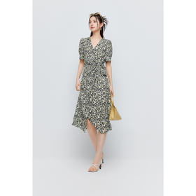 【商场同款】诗凡黎v领碎花连衣裙2024夏新款漂亮中长裙3F4290241