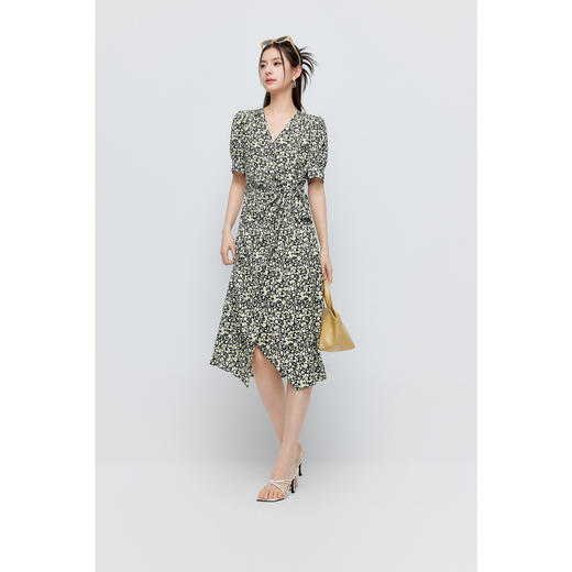 【商场同款】诗凡黎v领碎花连衣裙2024夏新款漂亮中长裙3F4290241 商品图0