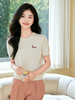奢姿大码女装2025夏季减龄绣花图案时尚针织衫胖妹妹圆领百搭上衣9652690346 商品缩略图1