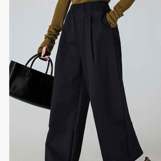 顺丰包邮40750洛诗琳春季新款设计感拼接阔腿休闲裤女25233 商品图2