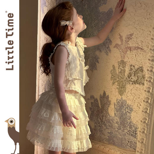 littletime女童半身裙2025夏款时尚洋气女宝蛋糕纱裙百搭蕾丝纱裙 商品图3