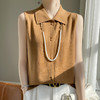 雀说精纺羊毛女装新宽松Polo衬衣领内搭打底无袖上衣针织背心AL406 商品缩略图2