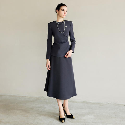 IWY/灰色西服套装气质女神范高端名媛西装两件套上流社会职业装伞裙CS2225 商品图2