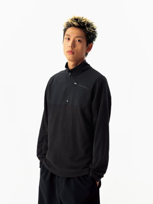 CryingCenter 立体方格半拉链拼料长袖 哭喊中心 商品图0