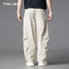 PINLI品立2025夏季新款褶皱设计感休闲裤潮牌男百搭宽松直筒长裤GD252117313 商品缩略图3