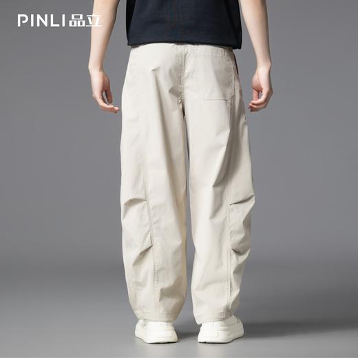 PINLI品立2025夏季新款褶皱设计感休闲裤潮牌男百搭宽松直筒长裤GD252117313 商品图3