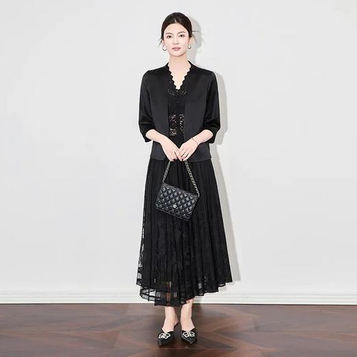 【高货wl】全新升级【铂金会员330/天猫449/差价119】(95932) 洛诗琳春夏新款简约时尚通勤无领醋酸缎纯色西装外套上衣 商品图2