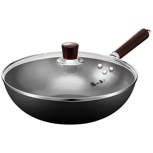 张小泉 精铁老式家用0涂层经典炒锅不粘锅健康超轻平底锅带锅盖款 商品图6